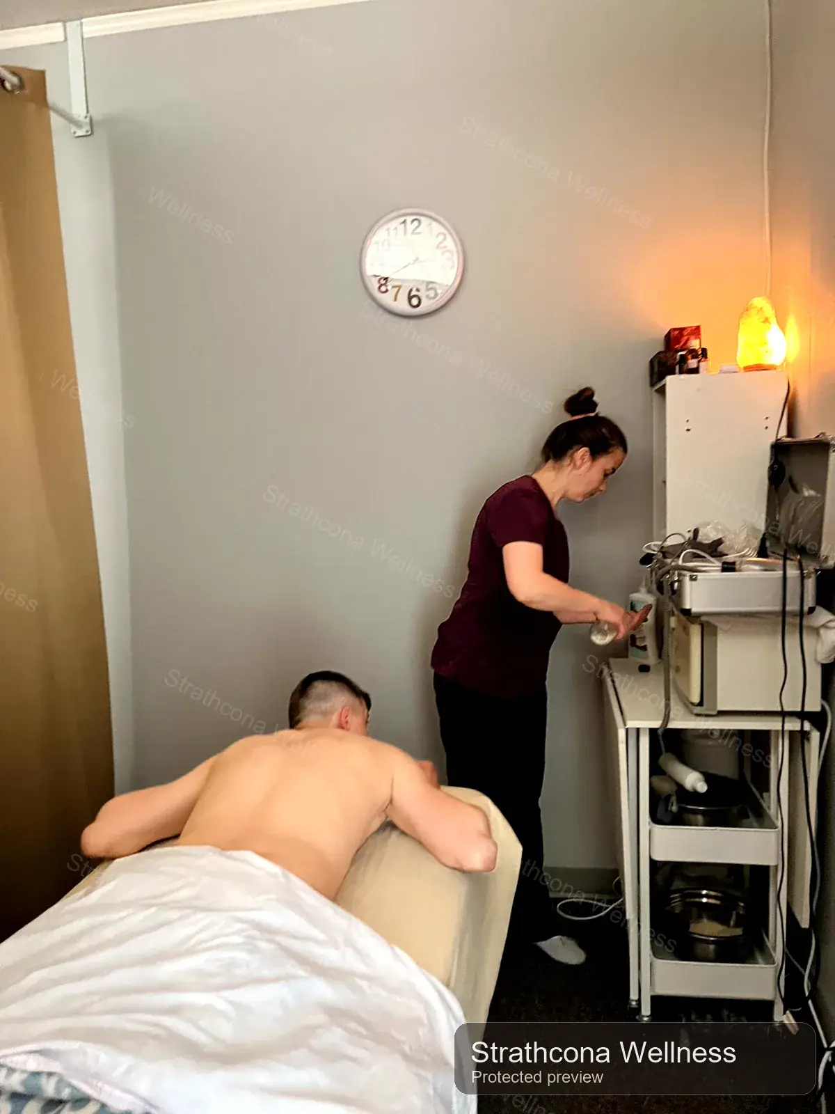 Massage therapy room prepared for a professional appointment